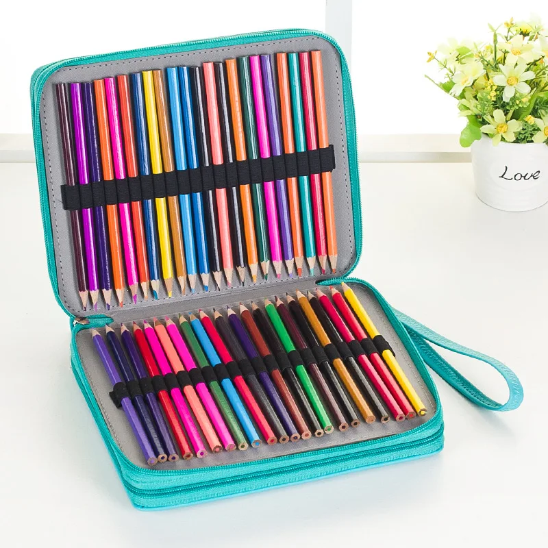 

Pencil Case 120 Slots Large Capacity Colored Pencil Holder Travel Portable Pen Zipper Bag Pouch for Artist Students Stationary