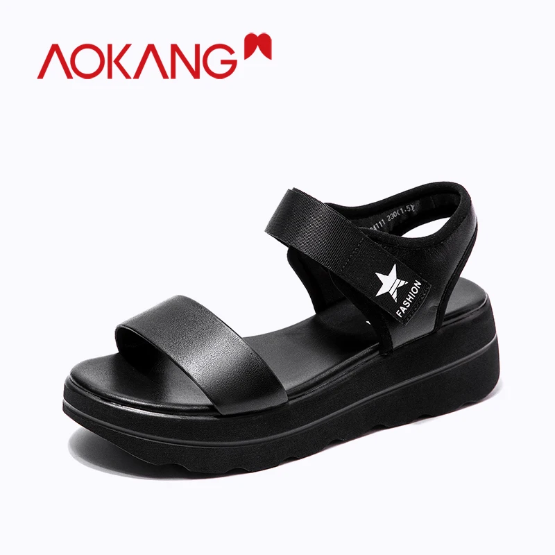 AOKANG/женские спортивные сандалии на танкетке женская обувь платформе пляжная с