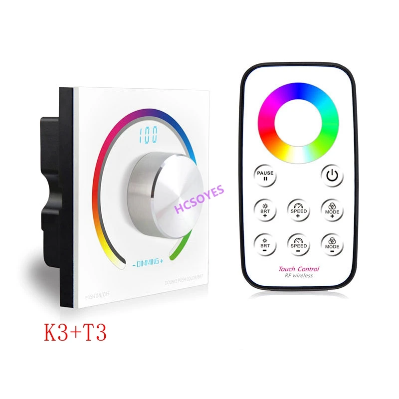 BC K3 and T3 /K3 LED Switch knob Wall-mounted led RGB Rotary Dimmer controller& Wireless Remote for led stirp light,DC12V-24V