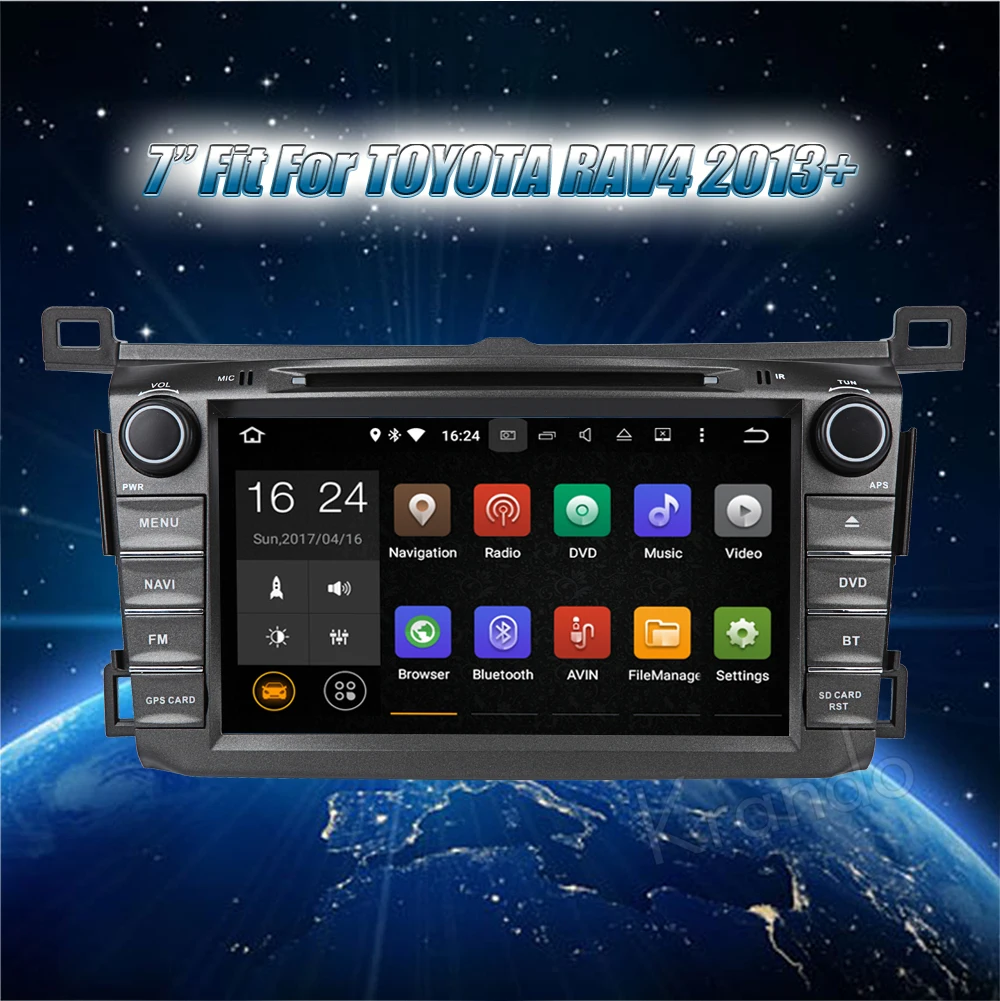 Discount Krando 8" Android 8.0 car dvd gps navigation multimedia system for Toyota RAV4 2013-2016 audio radio entertainment player OBD2 0