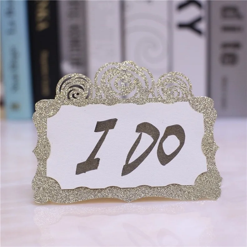 Gold Shiny glitter place card with blank label Laser cut table Seating Number for wedding party cards 200PCS | Дом и сад