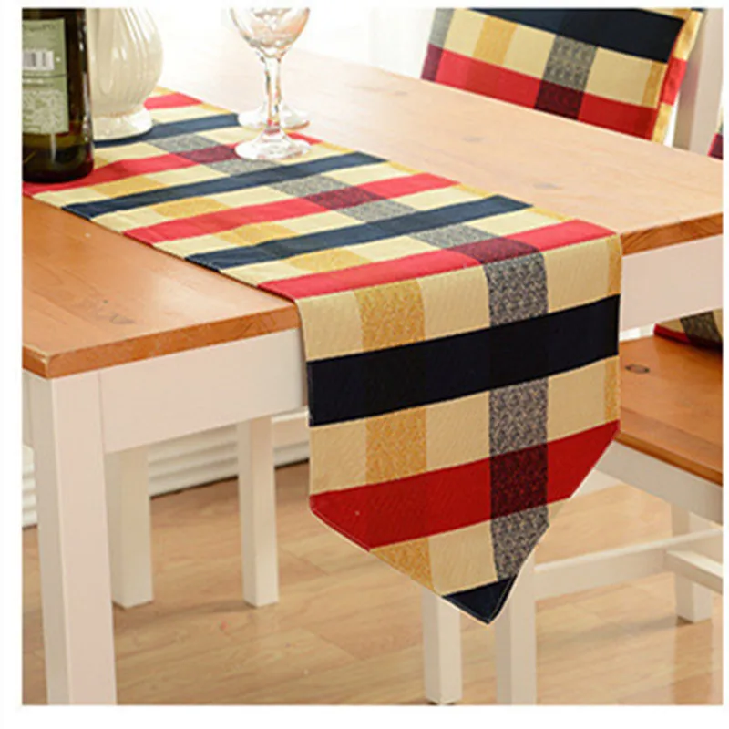 English Style 2 Color Pure Cotton Plaid Table Flag Cloth Dust Cover End Of Bed Table Runner Hotel Home Dinner Table Cloth Decor English Style 2 Color Pure Cotton Plaid Table Flag Cloth Dust Cover End Of Bed Table Runner Hotel Home Dinner Table Cloth Decor