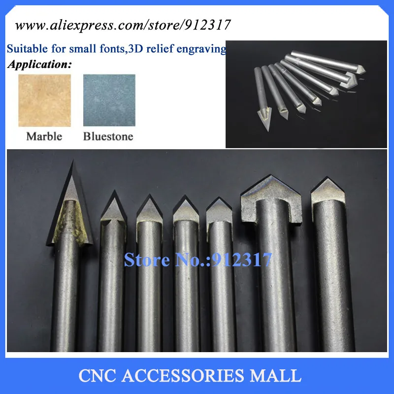 

LOXA B series 7pcs/lot Alloy Router Bits CNC engraving cutter Stone carving tools