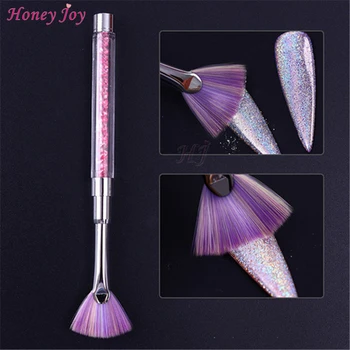 

Fan Shape Nail Cleaning Brush Gradient Unicorn Pink Rhinestone Handle Dust Glitter Powder Remover Pen Manicure Nail Art Tools