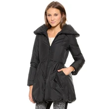 

2018 new woman collar collar waist fold A word skirt long paragraph down jacket