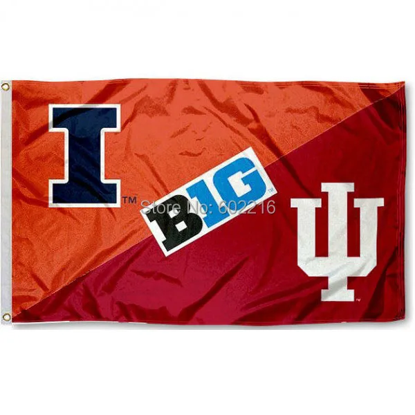 College Illinois vs. Indiana House Divided Large NCAA Flag 3X5flag 3x5