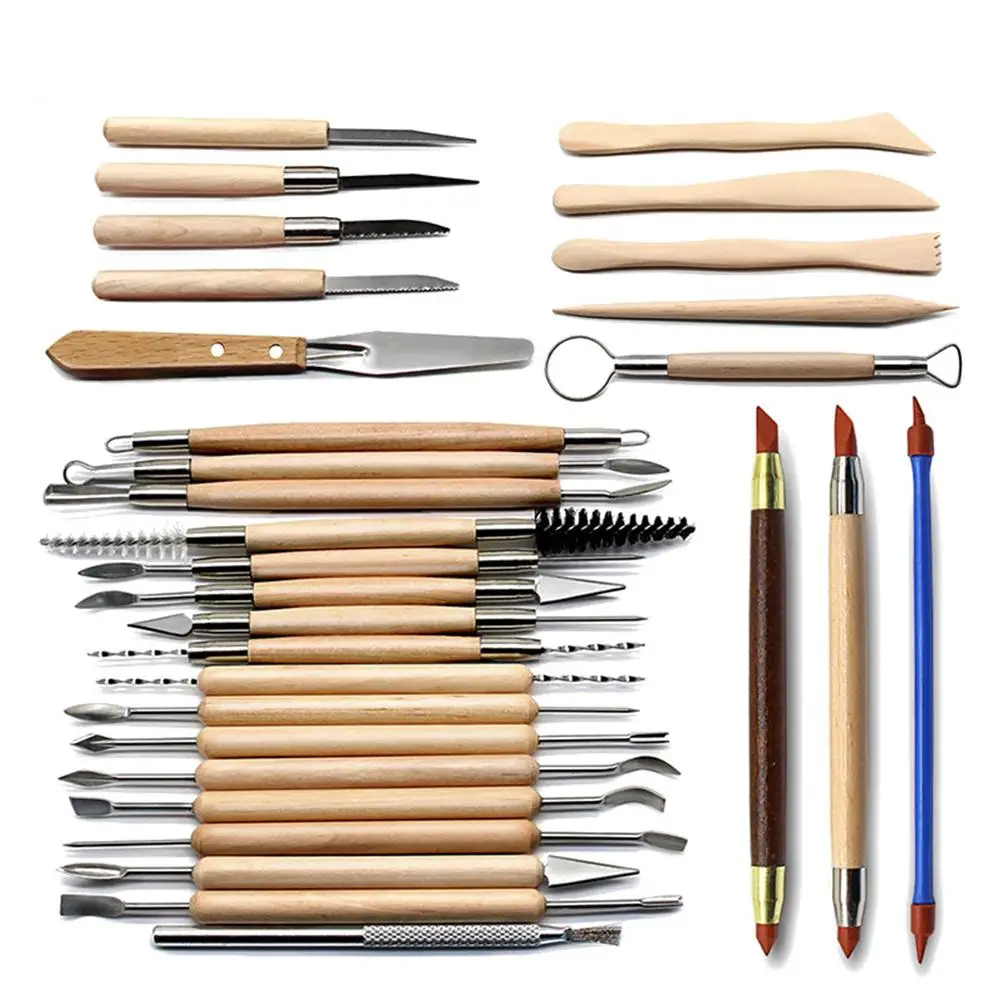 

Crafts 30pcs Clay Sculpting Tools Pottery Carving Tool Set Pottery & Ceramics Wooden Handle Modeling Clay Carving Kit r20
