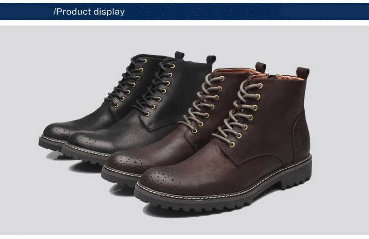 Tauntte Winter Cow Leather Ankle Boots Men Retro Bullock Carving Flower Martin Boots botines hombre bota masculina erkek bot -