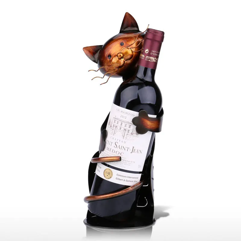 

Cat Shaped Fashion Wine Holder Wine Shelf Funny Cat Metal Figurine Practical Office Home Wine Bottles Decorate Display Shelf