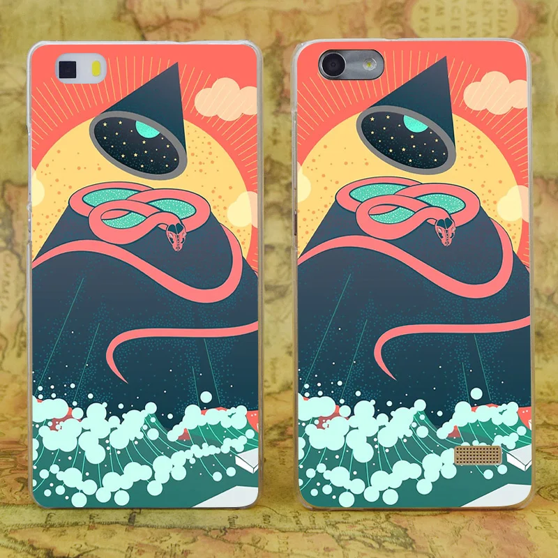 E1190 Snake On Crystal Mountain Transparent Hard Thin Skin Case Cover For Huawei P 6 7 8 9 Lite Plus Honor 4C 4X G7 |