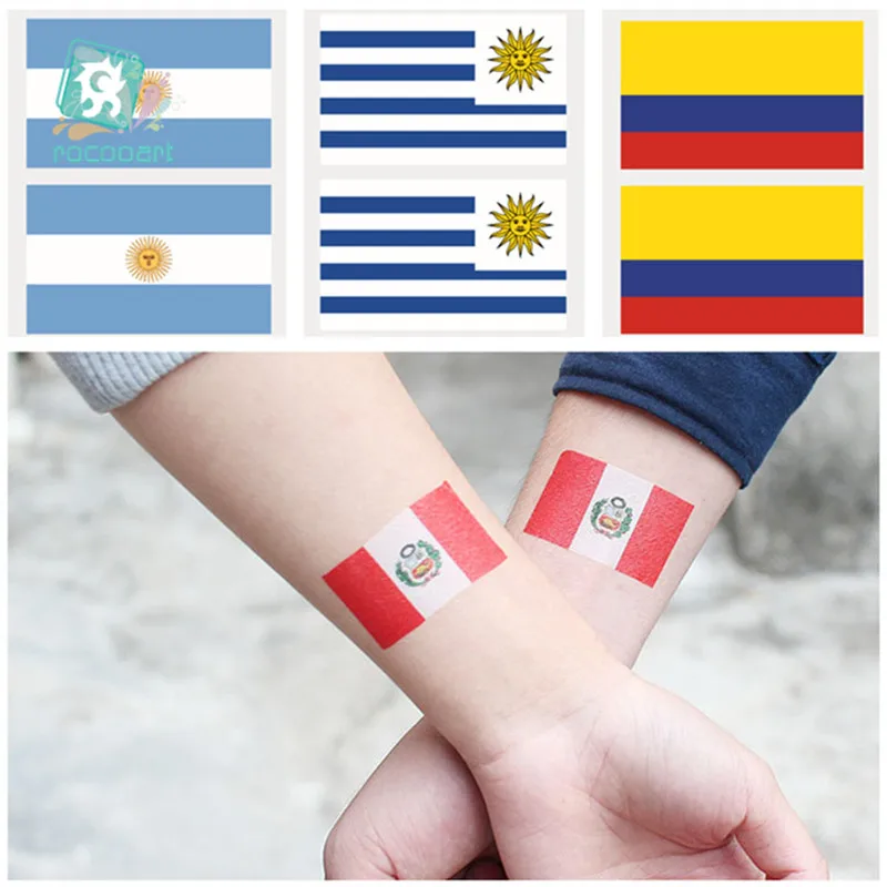 

2018 Soccer Game Flags Of Peru Colombia Uruguay Argentina Temporary Tattoo Stickers For Funs Flag Face Tattoo