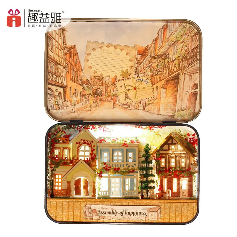 Mini Handmade Furniture Doll House DIY 3D Wooden Miniature Dollhouse Kids Friends Miniatures Educational Christmas Birthday Gift  (10)