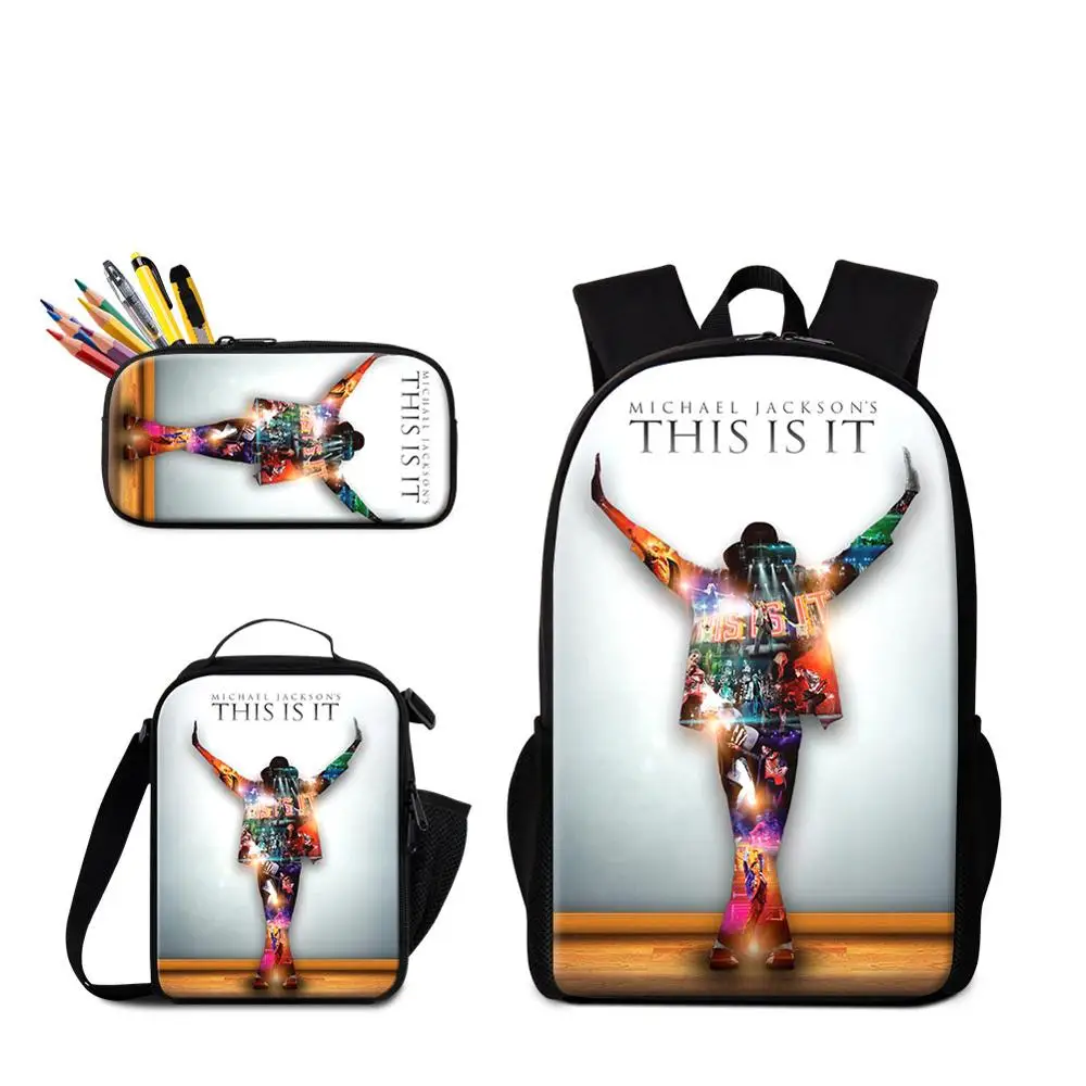 Bst, детские школьные подарки, комплект из 3 предметов, детские школьные рюкзаки для школьников, с рисунком Майкла Джексона, школьные сумки