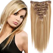 10PCS 120G Clip In Human Hair Extensions Full Head Brazilian Virgin Human Hair Clip In Extensions Straight Hair Clip In P27/613