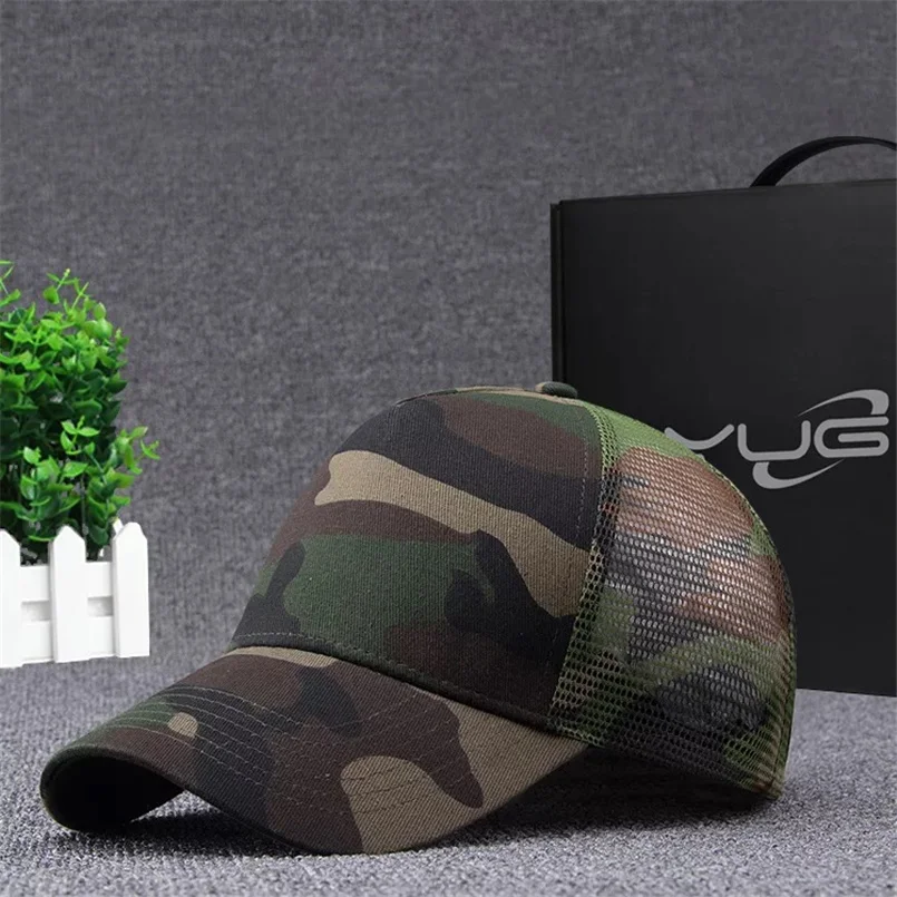 

TOHUIYAN Camo Mesh Trucker Cap Men Camouflage Baseball Cap Summer Sports Caps Tactical Military Snapbacks Outdoor Strapback Hats