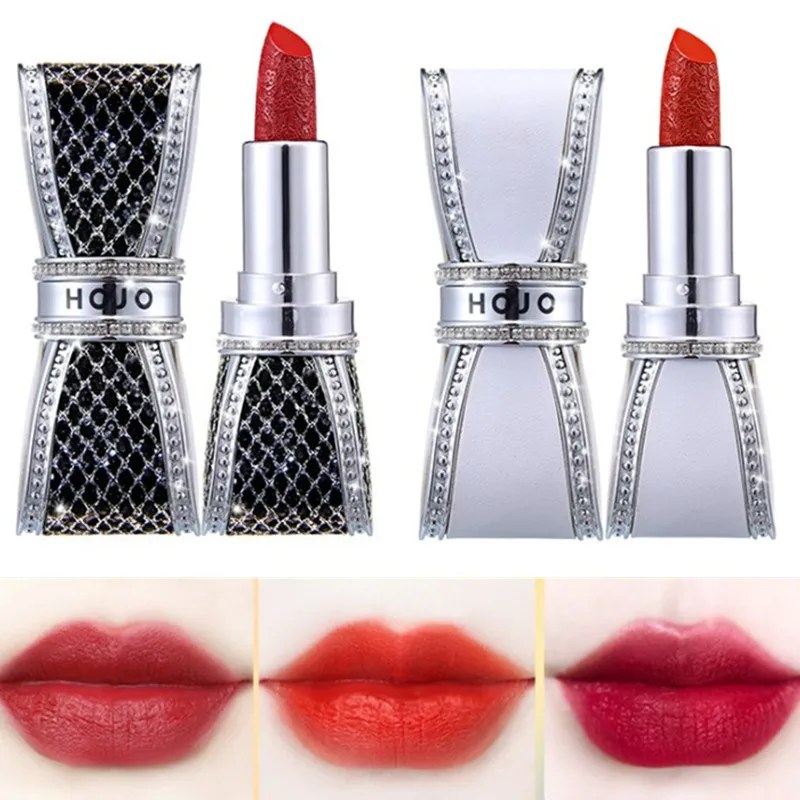 

NEW Diamond Bowknot Lipstick Waterproof Long Lasting Matte Set Moisturizer Long-lasting Sexy Red Batom Velvet Lip Gloss