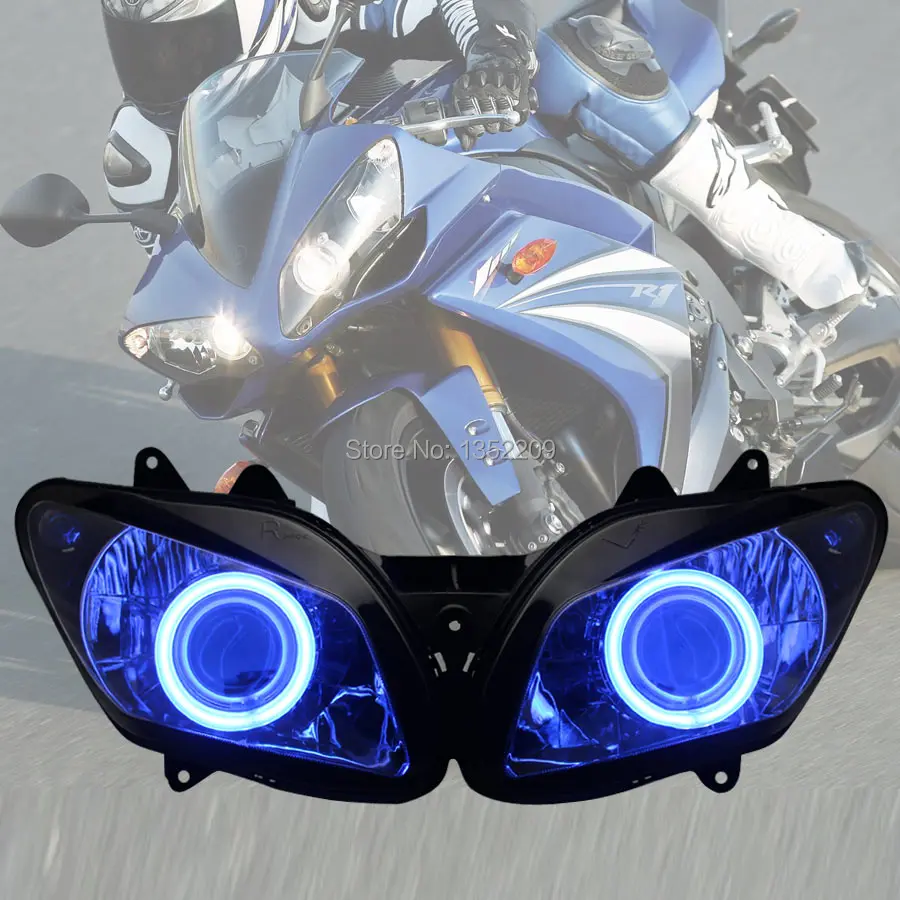 

1Set HID 35W Angel Eye HID Projector Custom Headlight Assembly For Yamaha YZF R1 2002-2003 Custom