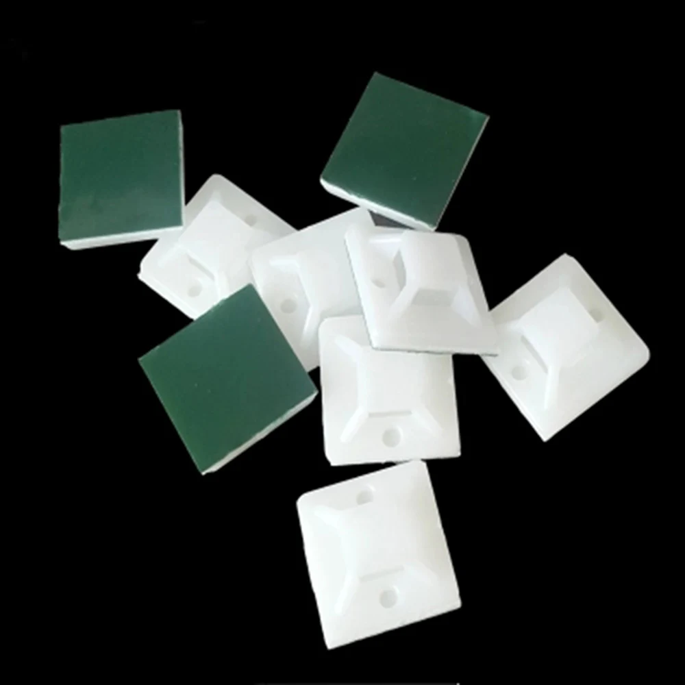 Cable Tie Mounts Self Adhesive Cable Wire Zip Tie Mounts 50PCS White Cable Base tie Mounts 25mmX25mm green blue Wall Holder Fixing Seat Clamps