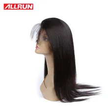 Allrun волосы бразильские прямые волосы 360 Кружева Фронтальная Закрытие с волосами младенца не Реми человеческие волосы часть натуральный цвет
