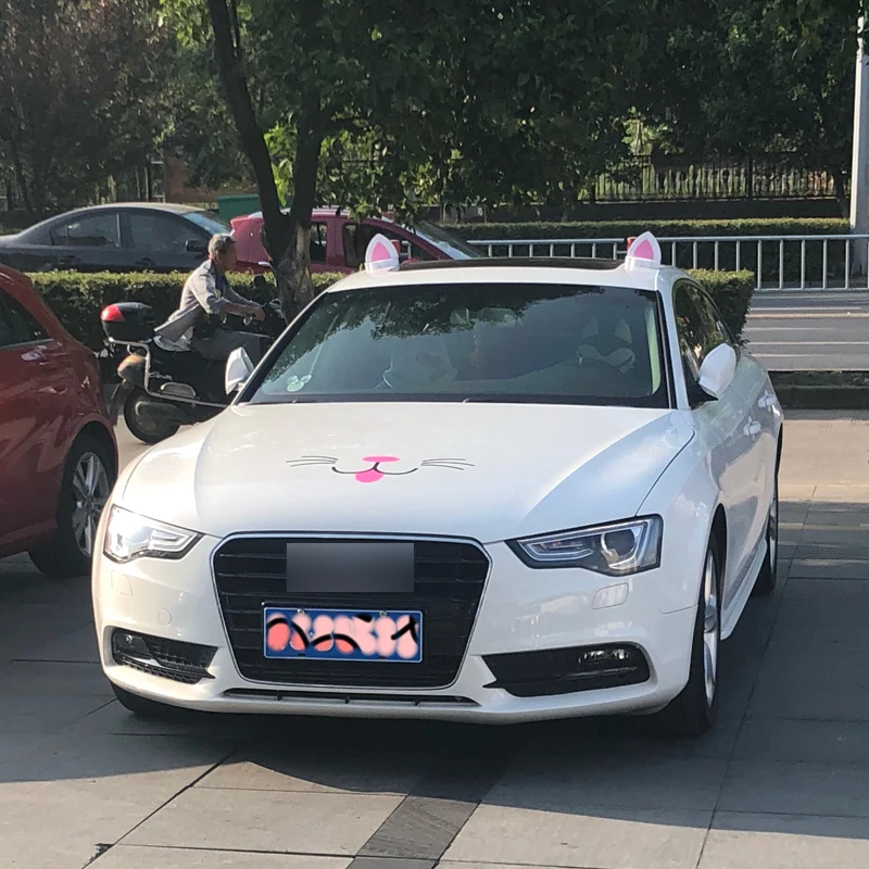 

Super Cute Stylish EVA Cat Ears Car Stickers For Car Roof Refitting Vehicle Decal 3D Vinyl car Accessories Pink Black White