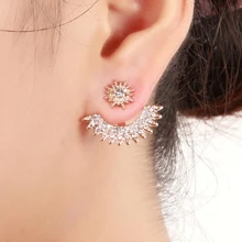 Jisensp, модные серьги со снежинками в виде звезд для женщин, классические серьги с кристаллами, свадебные украшения, розовое золото, oorbellen