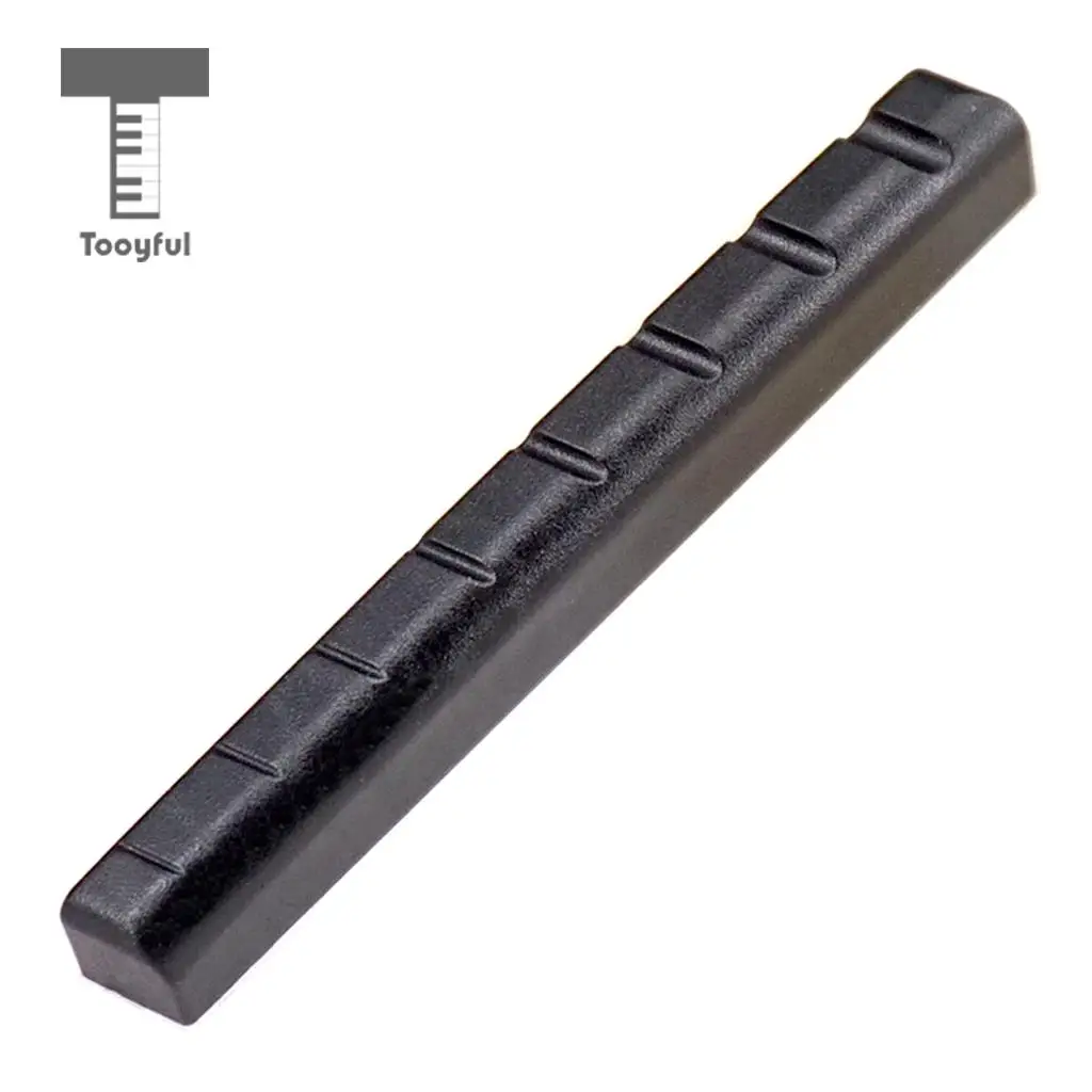 Tooyful Set of 2 Black Plastic Slotted Nut Saddle for 8 String Guitar Ukulele Musical Instrument Parts