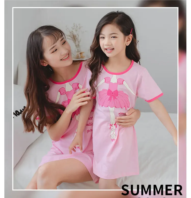 Новая хлопковая ночная рубашка с единорогом для девочек; детские пижамы; платье для маленьких девочек; одежда для детей; Одежда для крупных Девочки ночные рубашки