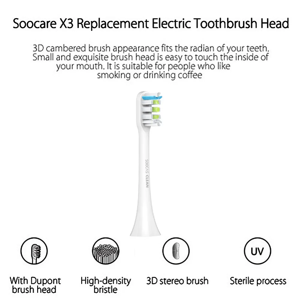 Xiaomi SOOCAS Soocare X3 2 шт. Зубная щётка головка для Soocare X3 Электрический Зубная щётка SOOCAS Xiaomi SOOCARE X3 насадка для зубных щеток Замена