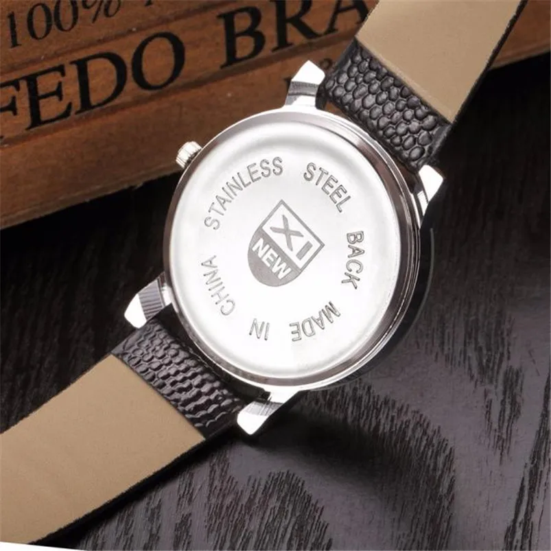 Men Watch Luxury Quartz Sport Military Stainless Steel Dial Leather Band Wrist Watch Men Women Watch Relogio Masculino D26 (4)