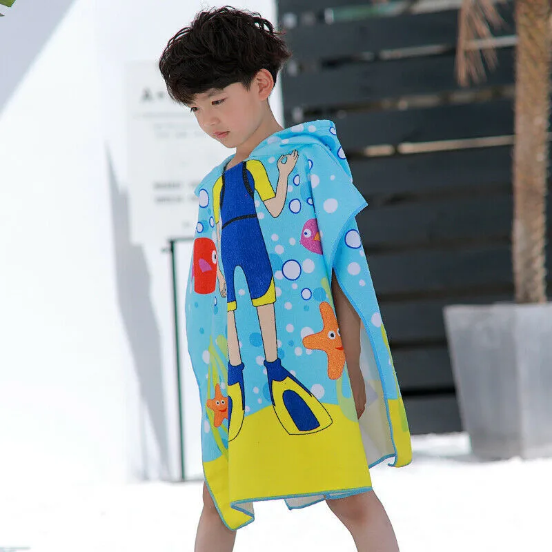 PUDCOCO NEW Kids Children Bath Soft Warm Wrap Hooded Robe Cloak Cute Cartoon Pattern Infant Blanket Kids Bath Towel