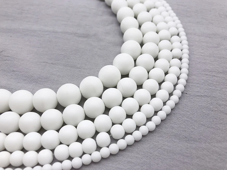 Морозно-белые керамические Матовые Круглые бусины 4 6 8 10 12 мм DIY браслет и ожерелье