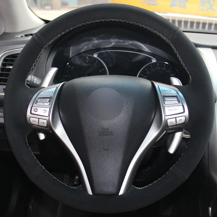 Black Suede Car Steering Wheel Cover for Nissan Teana Altima 2013 2016