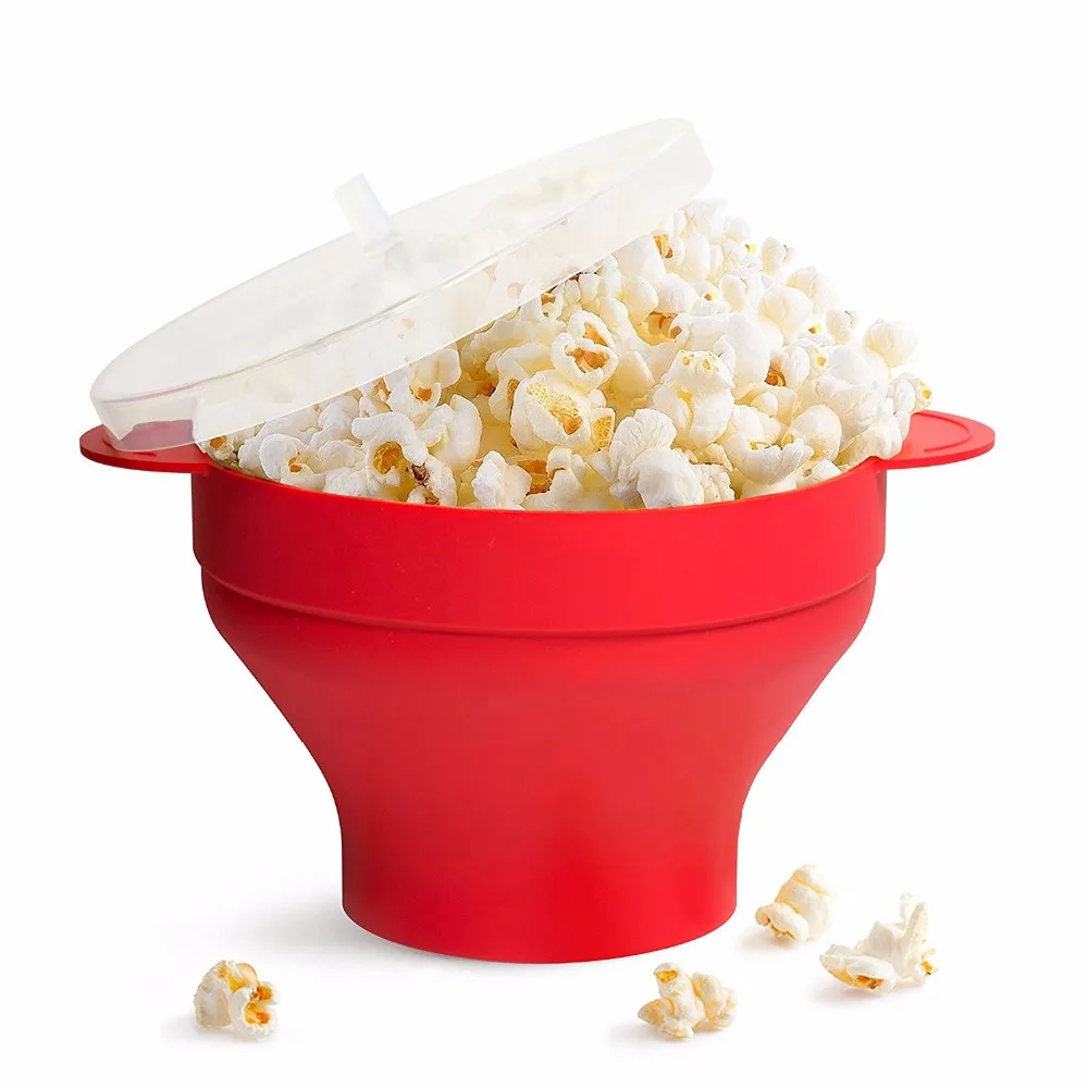 

1PC Popcorn Bowls Kitchen Accessories Popcorn Maker Bucket Snack Bowl DIY Silicone Microwave Bowls for Family Party Kitchen Tool