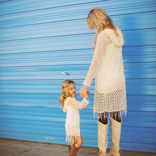 mom and daughter matching cardigans