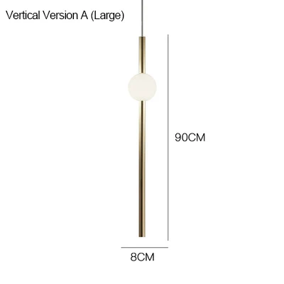 Минималистский gorizontal-версия, вертикальный светодиодный светильник, металлическая стеклянная трубка для столовой, бара, кафе, чайного магазина - Цвет абажура: Vertical A-Large