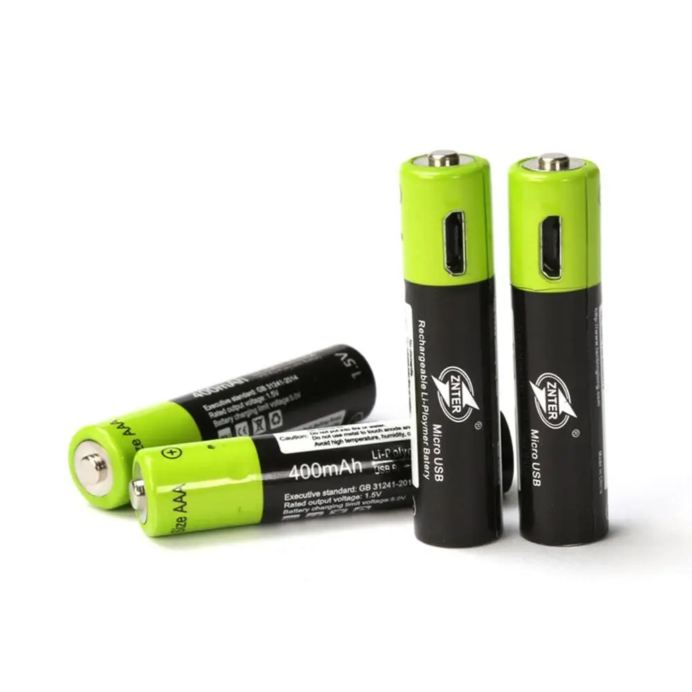 4PCS ZNTER перезаряжаемый aaa-аккумулятор USB кабель 2 шт./4 шт. карты 400 мАч AAA 1,5 в линии USB зарядные батареи литий полимерный батарея - Цвет: 4PCS