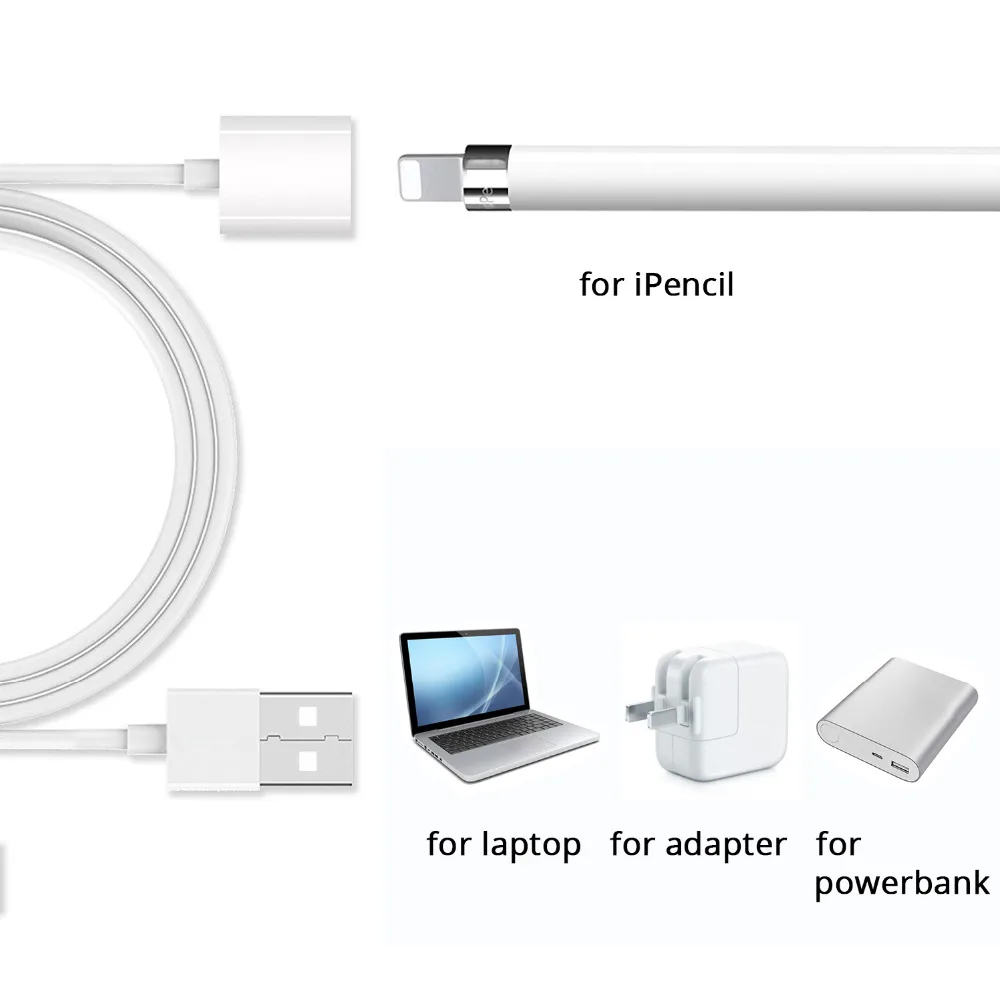 1 м iPad Pro ручка зарядный кабель адаптер-папа к женскому Расширенный usb кабель для зарядки для Apple Pen IPencil