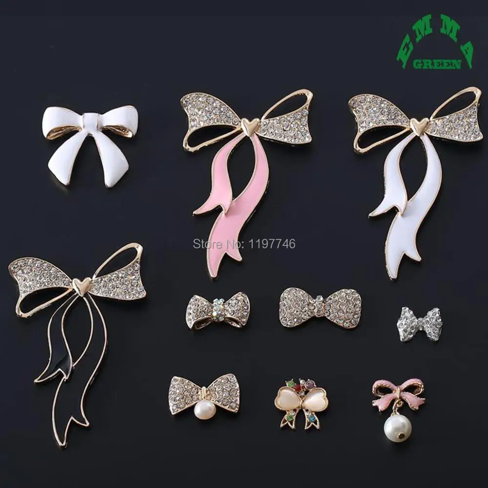 

Rhinestone Bow Tie Buttons Butterfly Pearl Embellishments Bowknot 2 pcs Flat Back Cabochon for Phone Scrapbooking Christmas