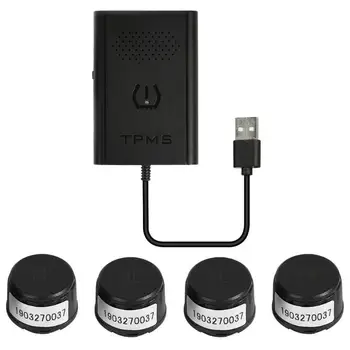 

5V 433.92MHz USB TPMS Car Android Navigation Tire Pressure Monitoring Alarm System with 4 External Sensors Tire Pressure Monitor