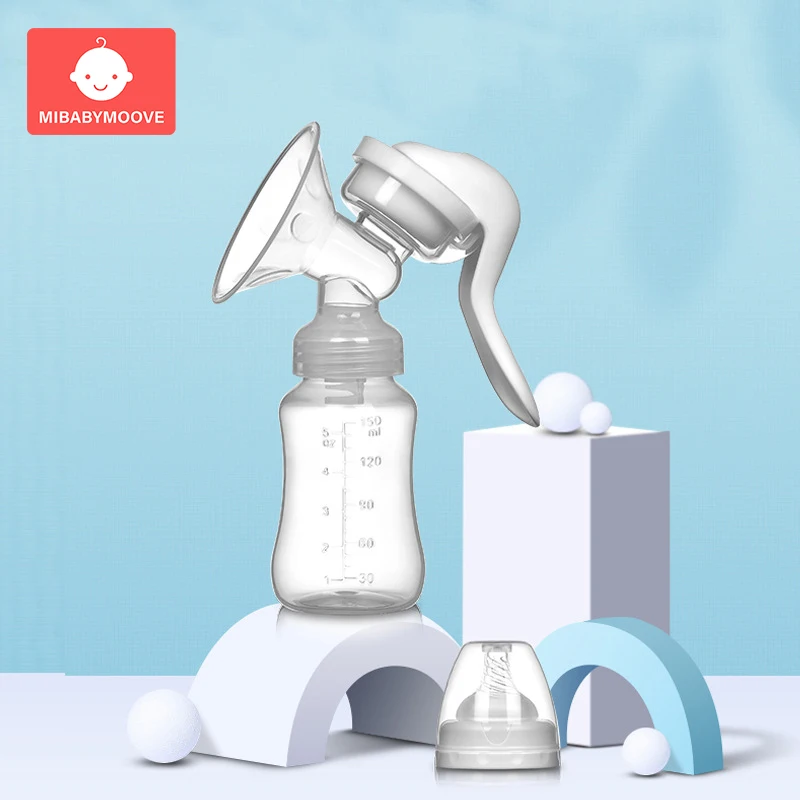 

MIBABYMOOVE Silicone Manual Breast Pumps Powerful Baby Nipple Suction 150ml Feeding Milk Bottles Breasts Pumps Bottle Sucking