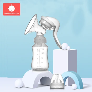 

MIBABYMOOVE Silicone Manual Breast Pumps Powerful Baby Nipple Suction 150ml Feeding Milk Bottles Breasts Pumps Bottle Sucking