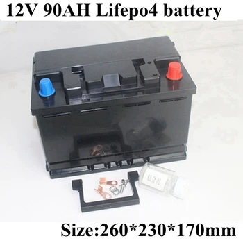

12.8V 90AH LiFePo4 LFP 12V Lithium with BMS Long Life Deep Cycles Backup Power RV Boat Inverter Golf Cart UPS +10A Charger