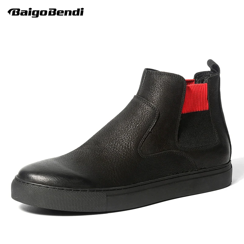 

Hight-end Men Chelsea Boots New Design Man Slip On Martin Boots Boys Autumn Winter Casual Leather Shoes Trendy