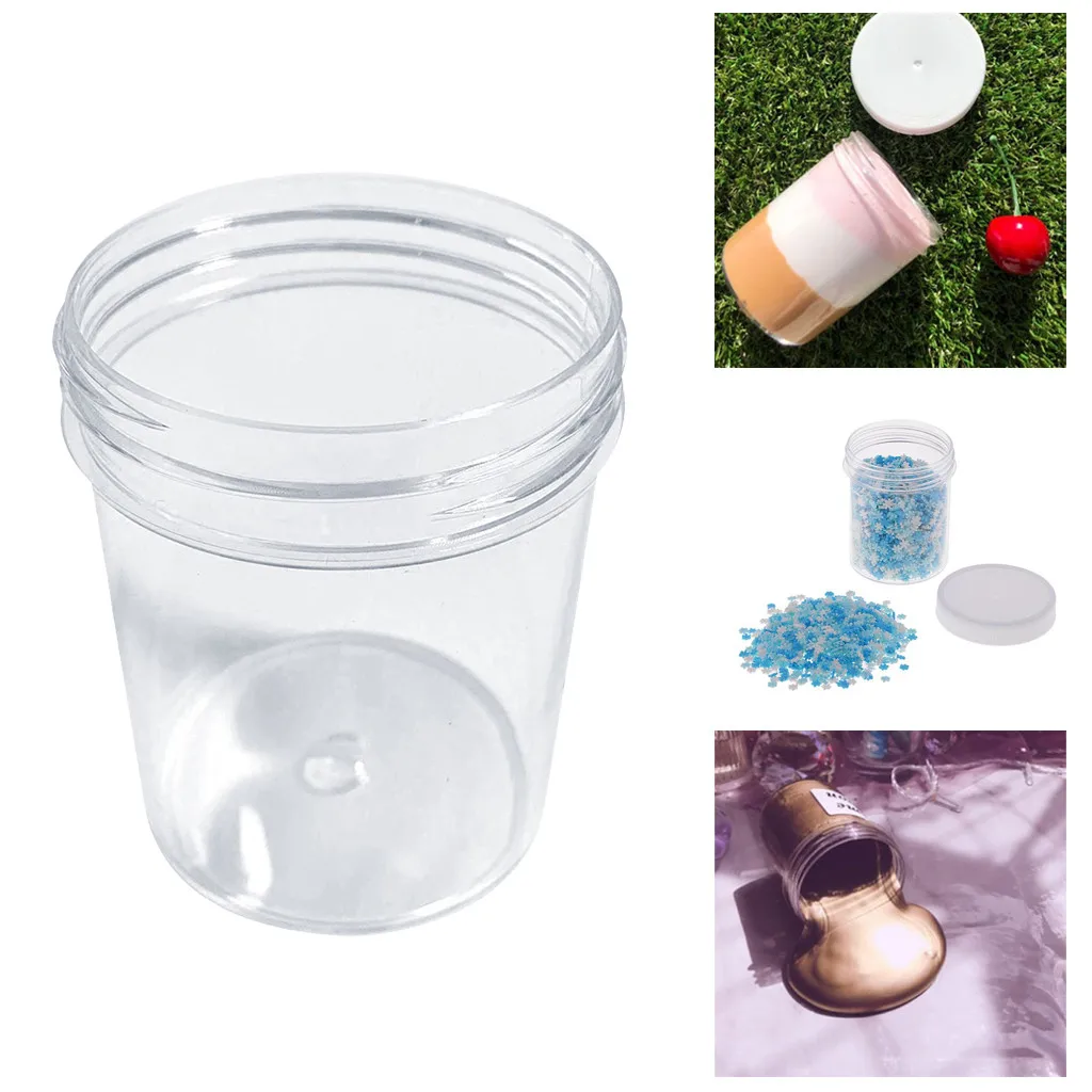 

150ml Round Clear PET Container Jar Pot Bottle For DIY Slime Clay Makeup Cosmetic Cream Nail Box Square With Lid 0.972