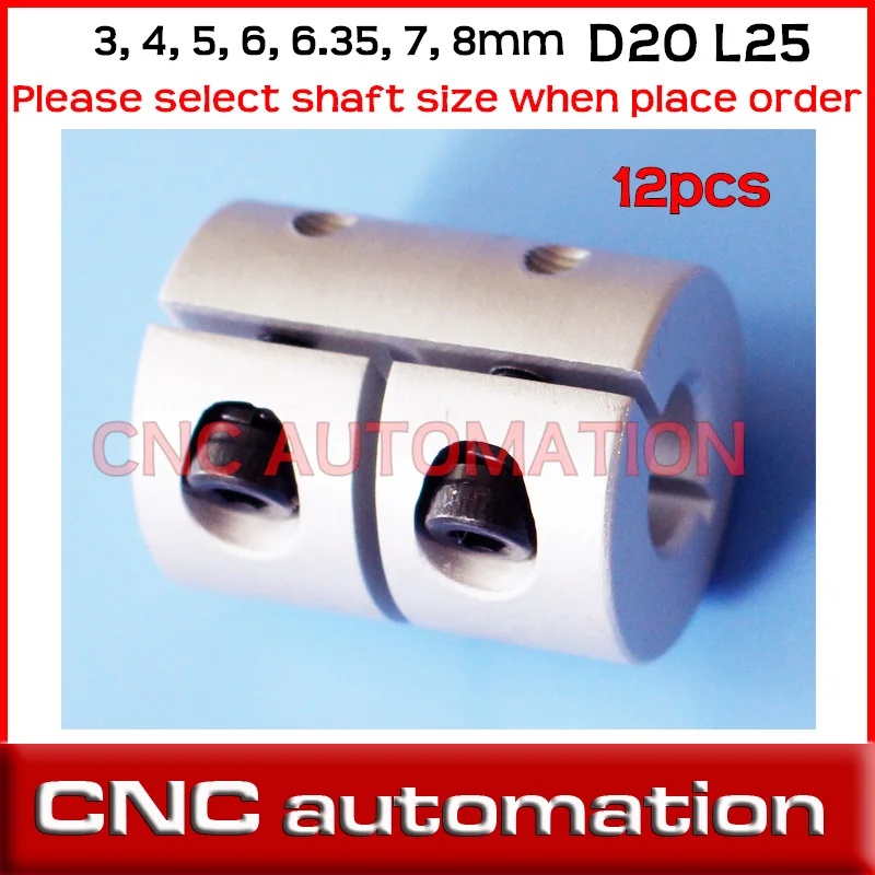 

12pcs Rigid Shaft Coupler Stepper Motor Clamp Coupling to3 4 5 6 6.35 8 MM D20 L25 3D CNC mill router