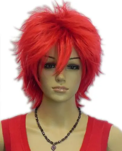 Punk Rock Hot Red Spiky Short Layered Heat Resistant Fibre