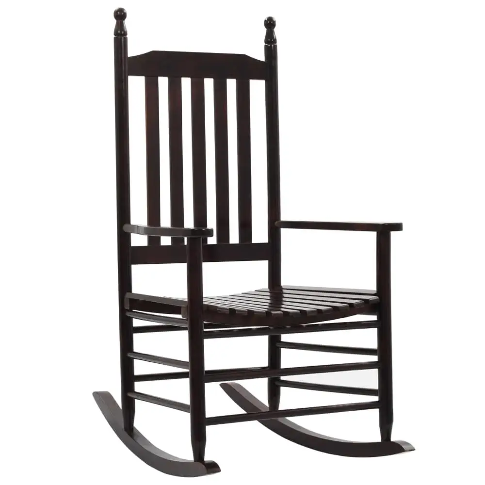 

Rocking Chair with Curved Seat Brown Wood Chair Adult Lunch Break Easy Chair Living Room Napping Bed Home Balcony Leisure Chair
