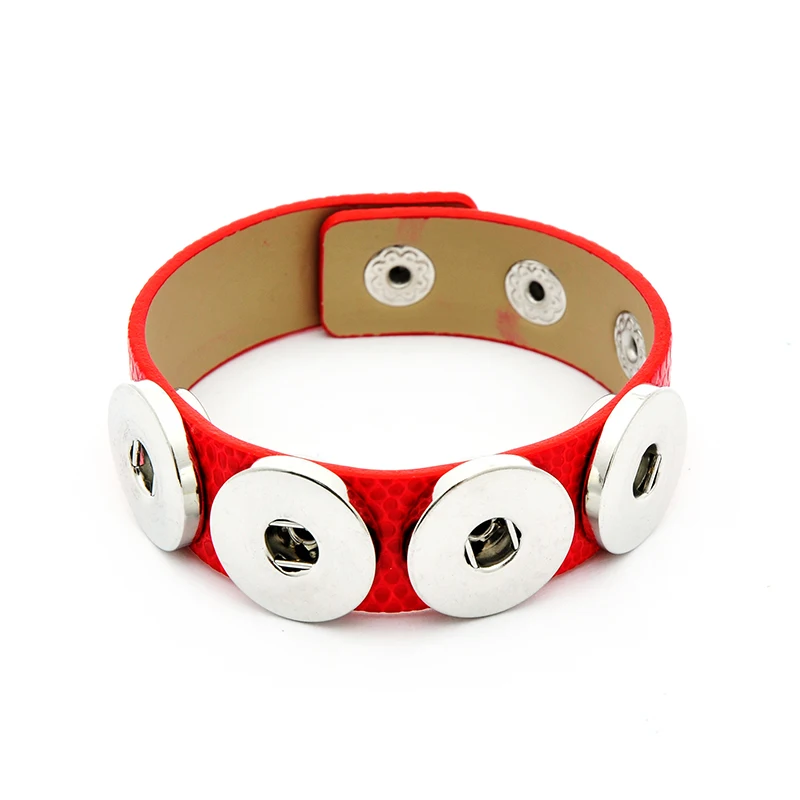 

10 colors 4 Snap Buttons Bracelet fit DIY18/20MM Snap Buttons Charms Bangle Female Carter PUNK Love styles PU Leather Bracelet