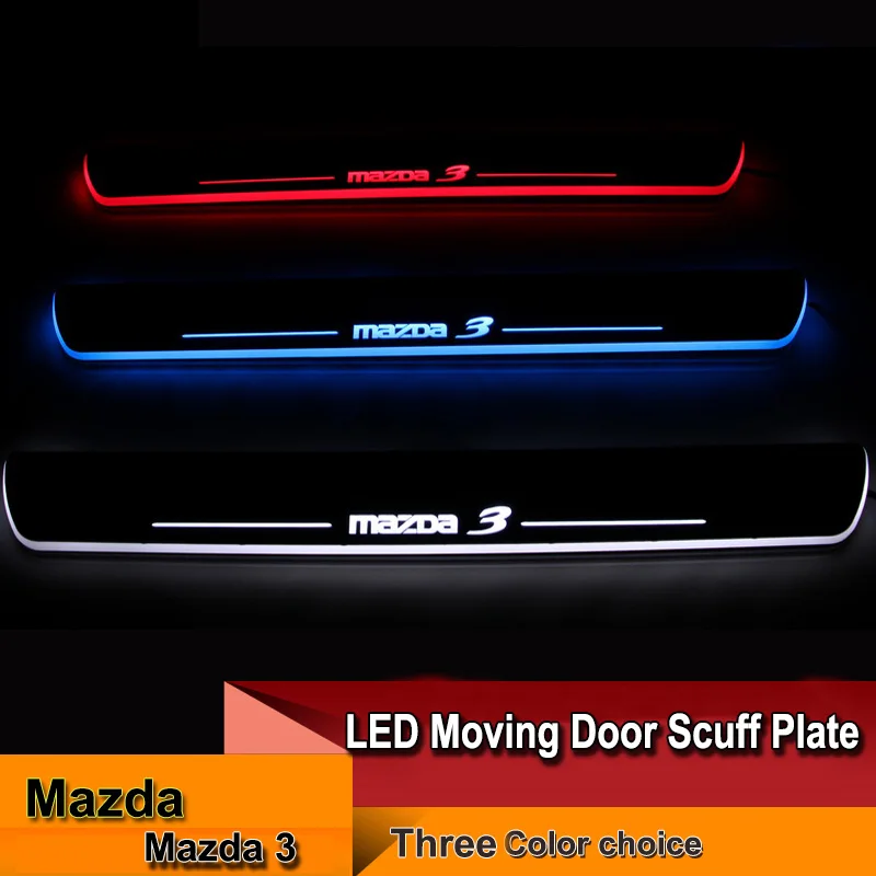 

High Quality LED Flashing Light Door Sill Scuff Plate Light Welcome Pedal For Mazda3 Front Door White Blue Red 2PCS Car Styling