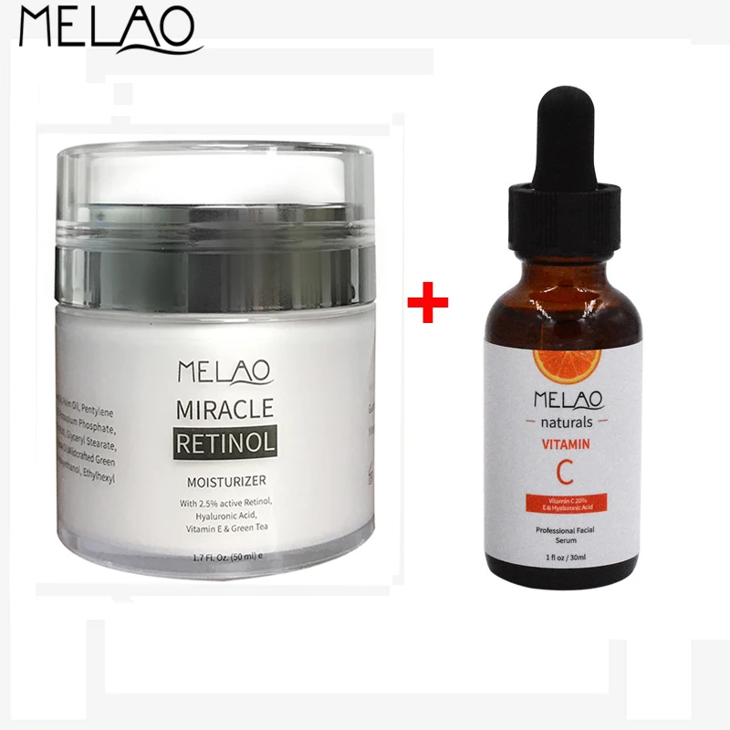 

MELAO Face Skin Care Set Retinol Cream 50g & Vitamin C Essential Oils 30g for Facial Moisturizing Anti Anti-wrinkle Anti Aging